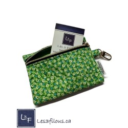 Porte-clés Porte-monnaie 3-en-1 petites Fleurs vertes | Les 3 Filous