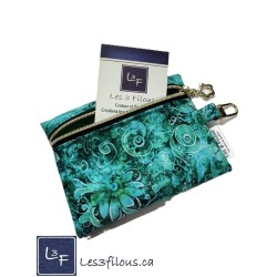 Porte-clés Porte-monnaie & Cartes Arabesques Turquoise| Les 3 Filous
