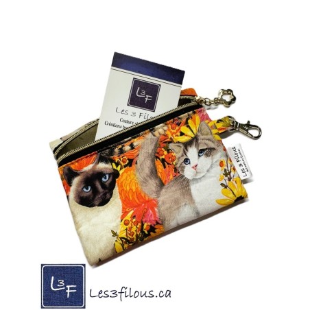 Porte-clés Porte-monnaie chats siamois| Les 3 Filous