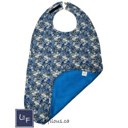 Bavette & Bavoir Adulte absorbant XL- Fleurs bleues| 3 Filous