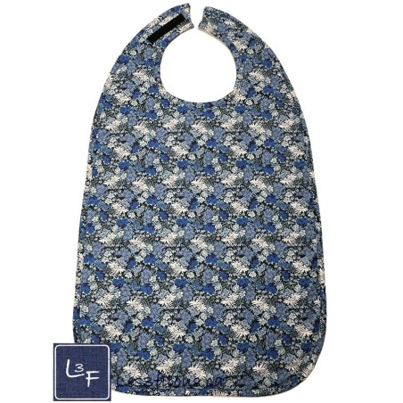 Bavette & Bavoir Adulte absorbant XL- Fleurs bleues| 3 Filous