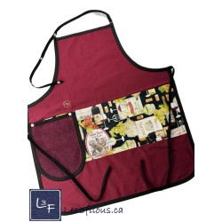 Tablier Adulte Brodé avec Essuie-Mains Amovible - Bouteilles de Vin
