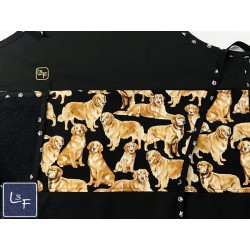 Tablier Adulte Brodé avec Essuie-Mains Amovible - chiens golden retriever