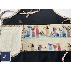 Tablier Adulte Brodé avec Essuie-Mains Amovible - Chiens Chapeaux