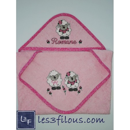 Moutons Serviette Capuchon Brodée et Personnalisée DOU-002