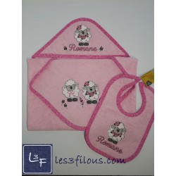 Moutons Serviette Capuchon Brodée et Personnalisée DOU-002