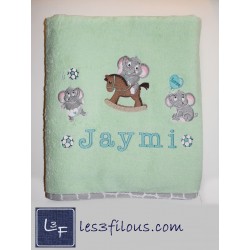 Elephant Serviette Capuchon Brodée et Personnalisée DOU-092