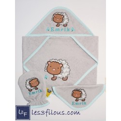 Hérisson Serviette Capuchon Brodée et Personnalisée DOU-012