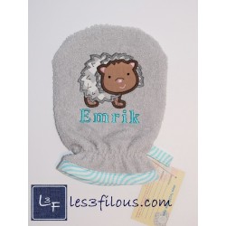 Hérisson Serviette Capuchon Brodée et Personnalisée DOU-012