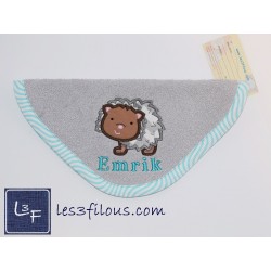 Hérisson Serviette Capuchon Brodée et Personnalisée DOU-012