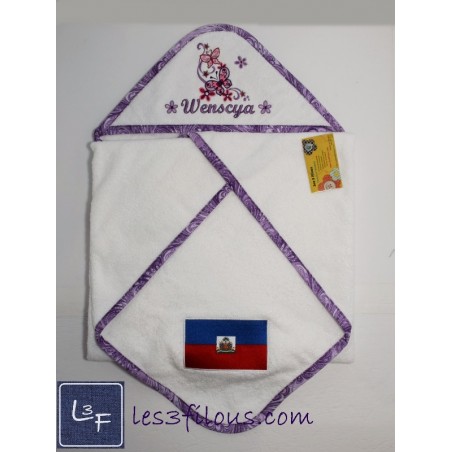 Papillon Haiti Serviette Capuchon Brodée et Personnalisée DOU-023