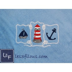 Baleine Nautique Serviette Capuchon Brodée et Personnalisée DOU-039