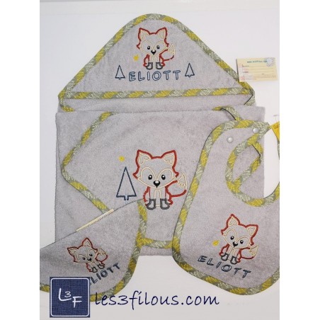Renard Serviette Capuchon Brodée et Personnalisée DOU-040