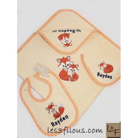 Renard Serviette Capuchon Brodée et Personnalisée DOU-043