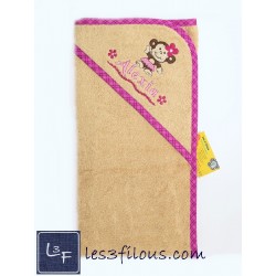 Singe Girafe Serviette Capuchon Brodée et Personnalisée DOU-044