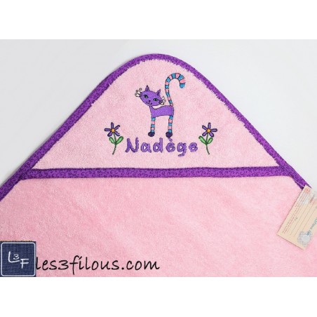 Chat Serviette Capuchon Brodée et Personnalisée DOU-026