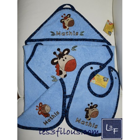 Girafe Serviette Capuchon Brodée et Personnalisée DOU-045