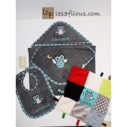 Hibou Serviette Capuchon Brodée et Personnalisée DOU-035