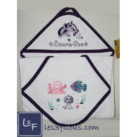 Dauphin Serviette Capuchon Brodée et Personnalisée DOU-050