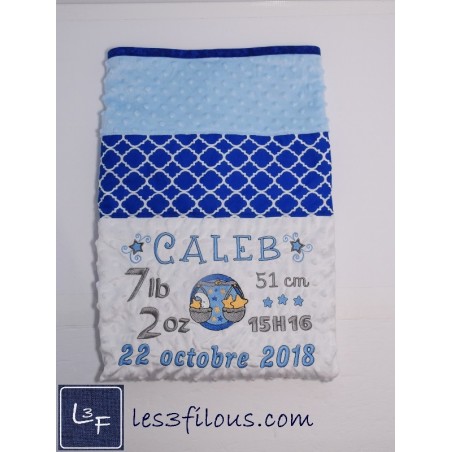 Informations de Naissance Couverture Ultra-Douce Brodée et Personnalisée CUD-004