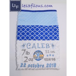 Informations de Naissance Couverture Ultra-Douce Brodée et Personnalisée CUD-004
