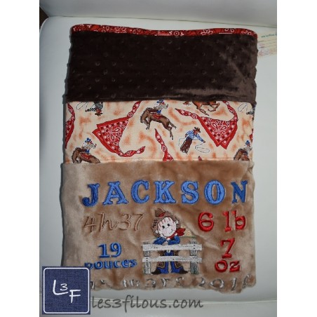Cowboy Western Couverture Ultra-Douce Brodée et Personnalisée CUD-015