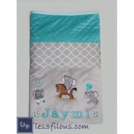 Elephant Couverture Ultra-Douce Brodée et Personnalisée CUD-018