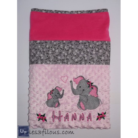 Elephant Maman et son Bébé Couverture Ultra-Douce Brodée et PersonnaliséeCUD-019