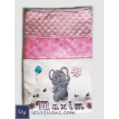Elephant 2 Couverture Ultra-Douce Brodée et Personnalisée CUD-020