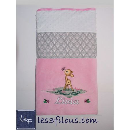 Faon Chevreuil Couverture Ultra-Douce Brodée et PersonnaliséeCUD-023