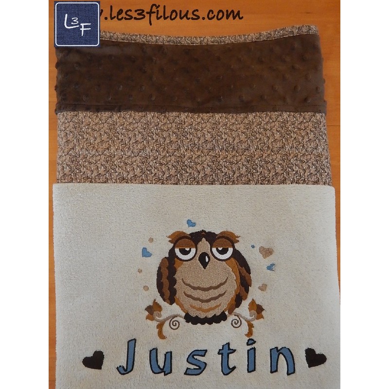 Hibou Couverture Ultra-Douce Brodée et Personnalisée CUD-027