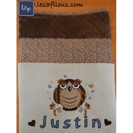 Hibou Couverture Ultra-Douce Brodée et Personnalisée CUD-027