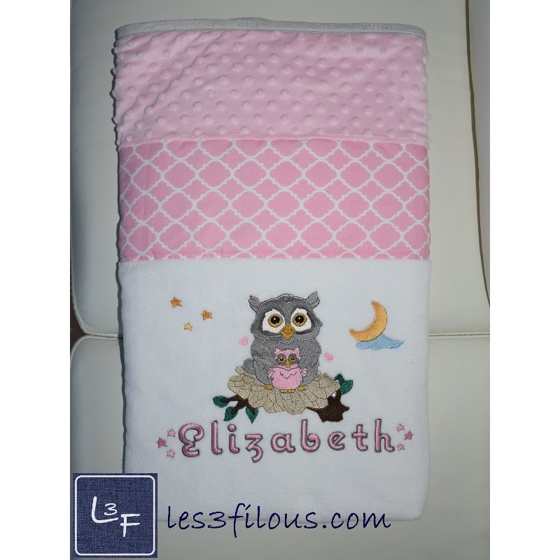 Hibou Maman Couverture Ultra-Douce Brodée et Personnalisée CUD-029