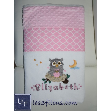 Hibou Maman Couverture Ultra-Douce Brodée et Personnalisée CUD-029