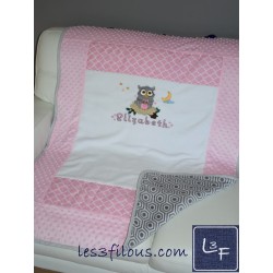 Hibou Maman Couverture Ultra-Douce Brodée et Personnalisée CUD-029