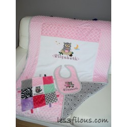 Hibou Maman Couverture Ultra-Douce Brodée et Personnalisée CUD-029