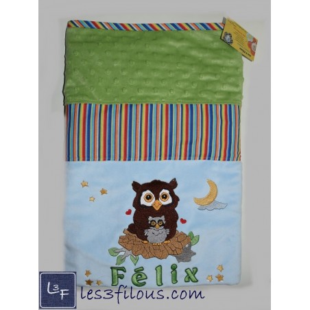 Hibou Maman Hibou Couverture Ultra-Douce Brodée et PersonnaliséeCUD-030