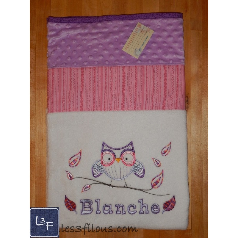 Hibou Couverture Ultra-Douce Brodée et Personnalisée CUD-031