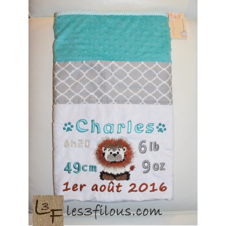 Lion Couverture Ultra-Douce Brodée et Personnalisée CUD-034