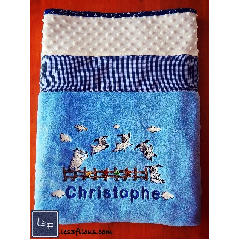 Moutons Couverture Ultra-Douce Brodée et Personnalisée CUD-036