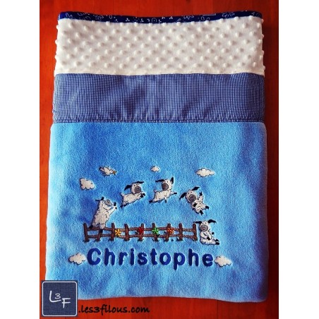 Moutons Couverture Ultra-Douce Brodée et Personnalisée CUD-036