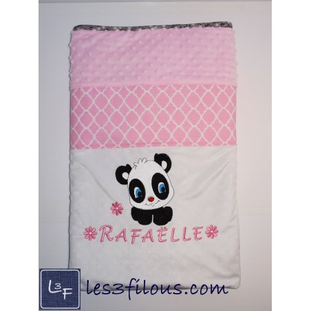 Panda Couverture Ultra-Douce Brodée et Personnalisée CUD-043