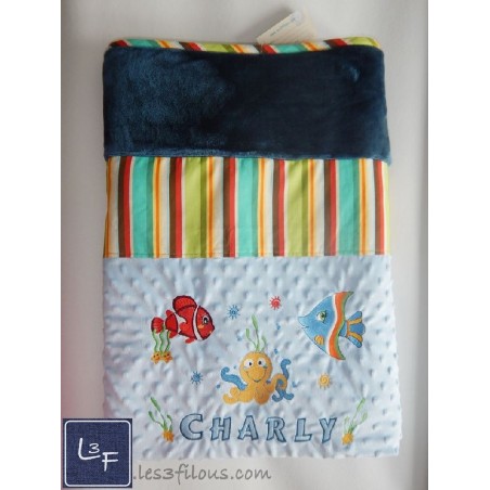 Poissons Pieuvre Couverture Ultra-Douce Brodée et PersonnaliséeCUD-047