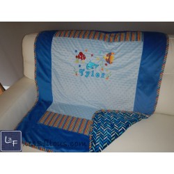 Poissons Pieuvre Couverture Ultra-Douce Brodée et PersonnaliséeCUD-047