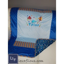 Poissons Pieuvre Couverture Ultra-Douce Brodée et PersonnaliséeCUD-047