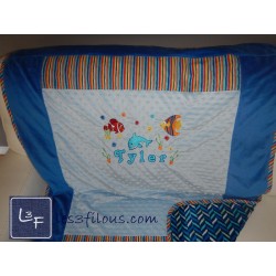 Poissons Pieuvre Couverture Ultra-Douce Brodée et PersonnaliséeCUD-047