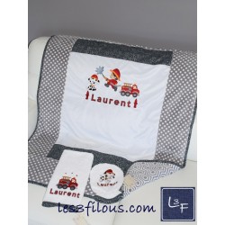 Pompier Couverture Ultra-Douce Brodée et Personnalisée CUD-048