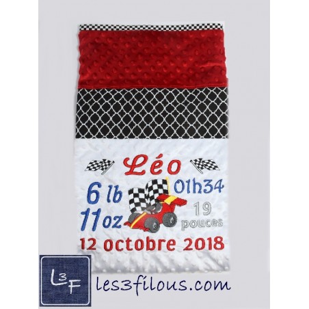 Voiture de Course Couverture Ultra-Douce Brodée et Personnalisée CUD-064