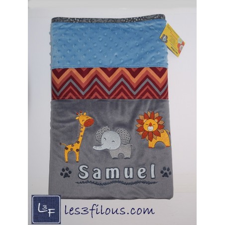 Zoo Lion Singe Girafe Couverture Ultra-Douce Brodée et Personnalisée CUD-065