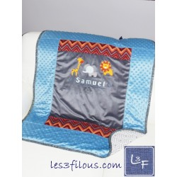 Zoo Lion Singe Girafe Couverture Ultra-Douce Brodée et Personnalisée CUD-065